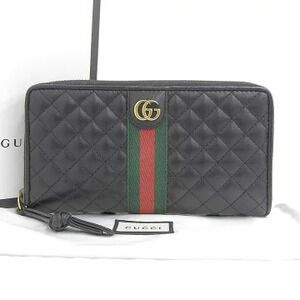 Gucci Ophidia GG Marmont Sherry Quilted Leather Long Wallet Black